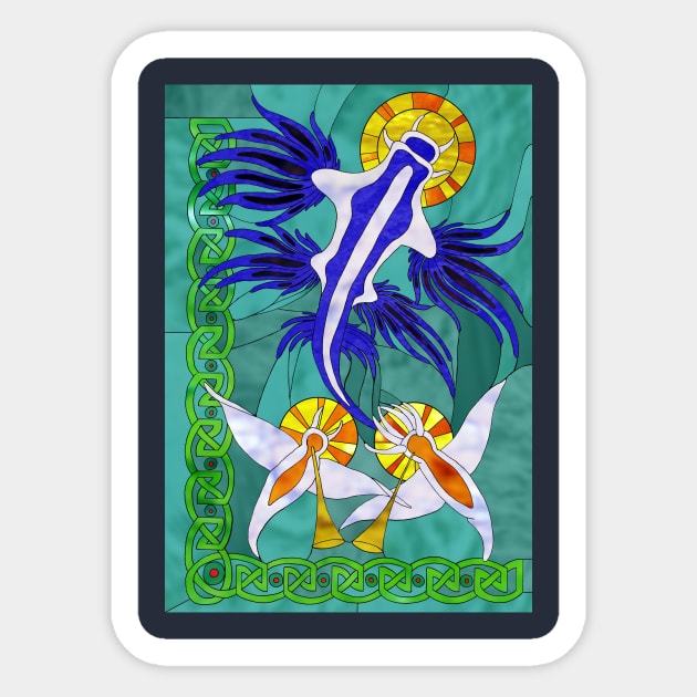 Glaucus Sea Slug stained glass Sticker by NocturnalSea